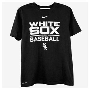 Nike Chicago White Sox Baseball T-Shirt Mens Black Excellent Dri-FIT Graphic Tee